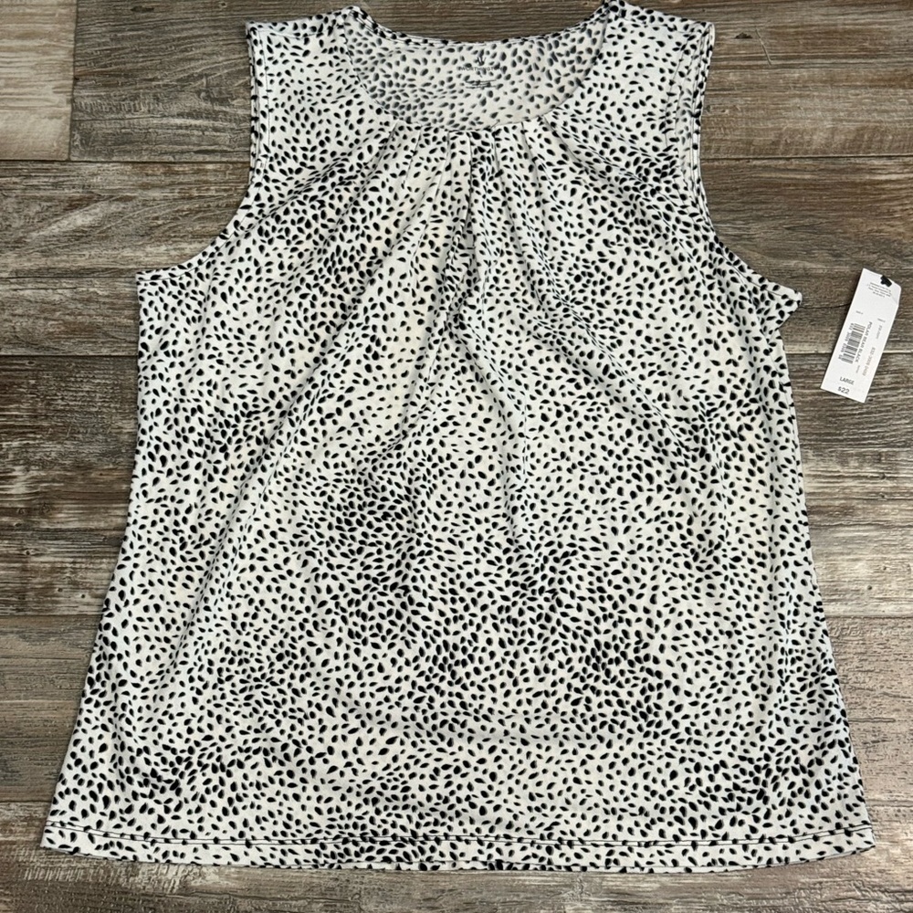 Worthington Black and White Patterned Blouse Size Large